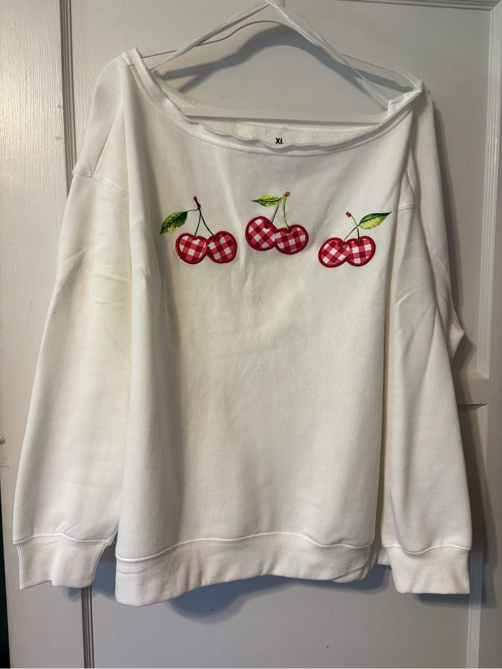 Goodie two sleeves cherry 🍒 off the shoulder sweatshirt